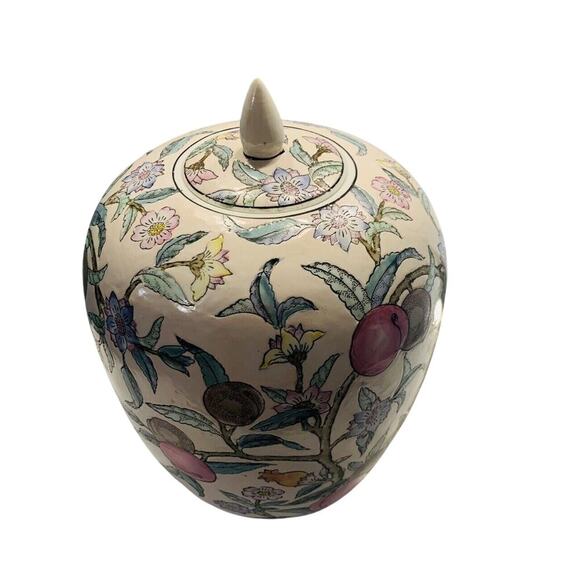 Vintage 12” WBI Floral Botanical Chinoiserie Plum tree blossoms Ceramic Vase Urn - Picture 7 of 11